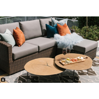 Oakley 14" Tall Coffee Table Oak Veneer with Black Iron Legs - Lifestyle 2