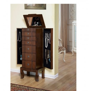 Trésor Jewelry Armoire - Coffee - Open