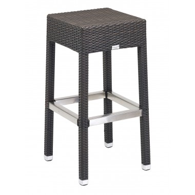 Florida Seating Hand Woven PE Synthetic Wicker Over Aluminum Frame Barstool - WIC-17BB Hover