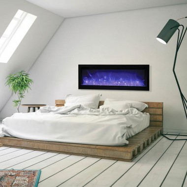 50" Basic Clean-face Electric Built-in With Glass With Black Steel Surround Fireplace - Lifestyle