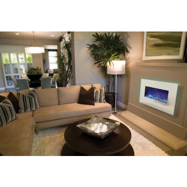Amantii Electric Fireplace Fire and Ice Series 26" with 36" x 23" White Glass Surround