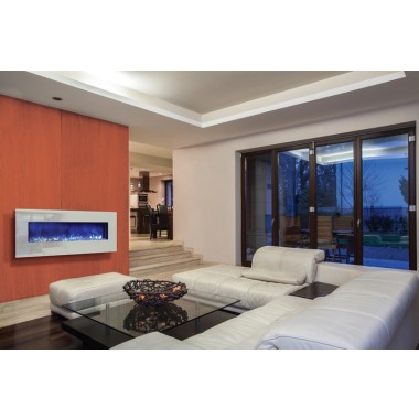 Amantii Electric Fireplace Fire and Ice Series 48" with 58" x 23" White Glass Surround Hover