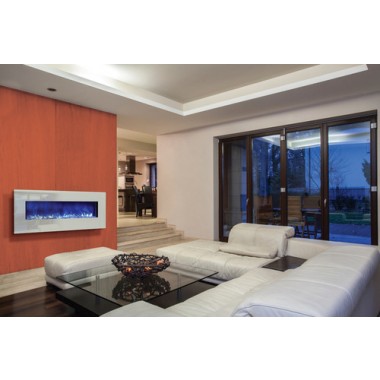 Amantii Electric Fireplace Fire and Ice Series 48" with 58" x 23" White Glass Surround