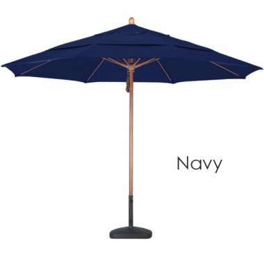 California Umbrella 11' FGlass Market Umbrella Pulley Open DV Marenti Wood - Sunbrella Hover