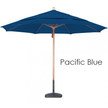 California Umbrella 11' FGlass Market Umbrella Pulley Open DV Marenti Wood - Olefin Hover