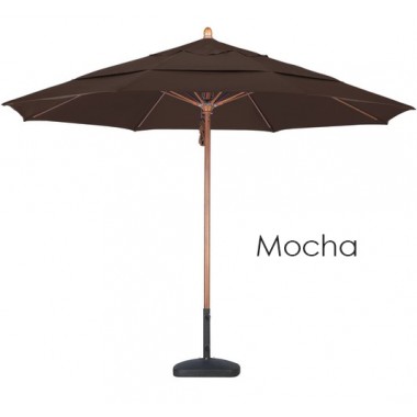California Umbrella 11' FGlass Market Umbrella Pulley Open DV Marenti Wood - Pacifica Hover