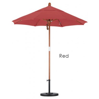 California Umbrella 11' FGlass Market Umbrella Pulley Open DV Marenti Wood - Olefin