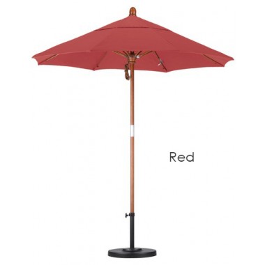 California Umbrella 11' FGlass Market Umbrella Pulley Open DV Marenti Wood - Pacifica