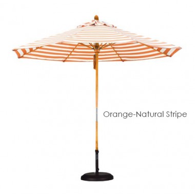 California Umbrella 9' Fiberglass Market Umbrella Pulley Open Marenti Wood - Olefin