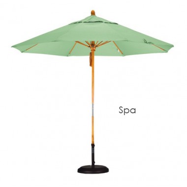 California Umbrella 9' Fiberglass Market Umbrella Pulley Open Marenti Wood - Pacifica