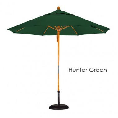 California Umbrella 9' Fiberglass Market Umbrella Pulley Open Marenti Wood - Pacifica Hover