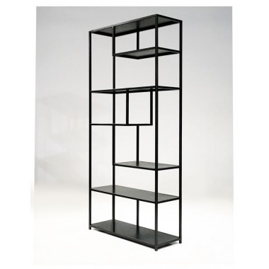 Booker Bookshelf Industrial Metal in Black Powder Coated Finish - Angled  Studio Shot