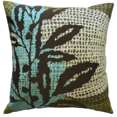 Koko Company Ecco 18" x 18" Embroidered Pillow - Brown Leaf