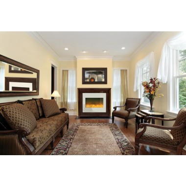 Amantii Electric Fireplace Zero Clearance Unit 30" W/ 32" x 26" White Glass Surround