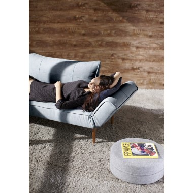 Zeal Daybed in Dark Wood Legs in Mixed Dance Light Blue Fabric