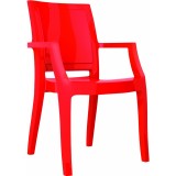 Arthur Polycarbonate Modern Dining Chair - Glossy Red