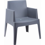 Box Resin Outdoor Dining Arm Chair - Dark Gray