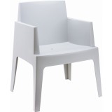 Box Resin Outdoor Dining Arm Chair - White