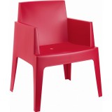 Box Resin Outdoor Dining Arm Chair - Red