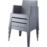 Box Resin Outdoor Dining Arm Chair - Dark Gray