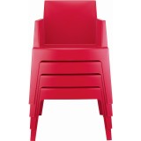 Box Resin Outdoor Dining Arm Chair - Red