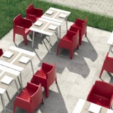 Box Resin Outdoor Dining Arm Chair - Red
