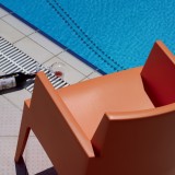 Box Resin Outdoor Dining Arm Chair - Orange