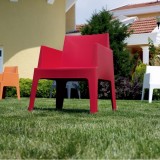 Box Resin Outdoor Dining Arm Chair - Red