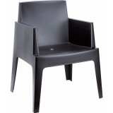 Box Resin Outdoor Dining Arm Chair - Black