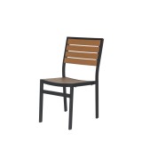 Napa Dining Side Chair - Black & Teak Seat and Back - Angled