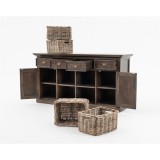 NovaSolo Halifax Mindi Wood Buffet with 4 Basket Set