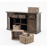 NovaSolo Halifax Mindi Wood Buffet with 4 Basket Set