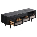 NovaSolo Nordic Smooth Boat Wood & Iron TV Dresser - 3 Drawers