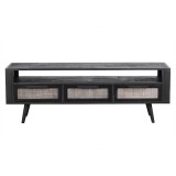 NovaSolo Nordic Smooth Boat Wood & Iron TV Dresser - 3 Drawers