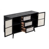 NovaSolo Nordic Smooth Boat Wood & Iron Buffet 2 Doors 3 Drawers