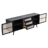 NovaSolo Nordic Smooth Boat Wood & Iron Buffet 2 Doors 3 Drawers