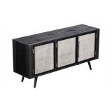 NovaSolo Nordic Mindi Smooth Boat Wood & Iron TV Dresser - 3 Doors