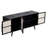 NovaSolo Nordic Mindi Smooth Boat Wood & Iron TV Dresser - 3 Doors