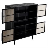 NovaSolo Nordic Mindi Smooth Boat Wood & Iron Buffet - 4 Doors