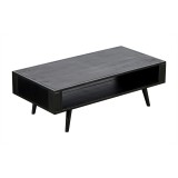  NovaSolo Nordic Mindi Smooth Boat Wood & Iron Coffee Table Open Shelf