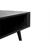  NovaSolo Nordic Mindi Smooth Boat Wood & Iron Coffee Table Open Shelf