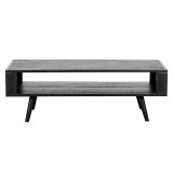  NovaSolo Nordic Mindi Smooth Boat Wood & Iron Coffee Table Open Shelf