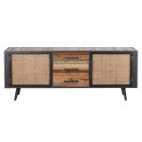  NovaSolo Nordic Rattan Boat Wood & Iron Buffet - 2 Doors 3 Drawers