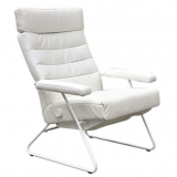 LAFER ADELE RECLINING CHAIR - White Leather with White Basae