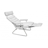 LAFER ADELE RECLINING CHAIR - White Leather with White Base - Open