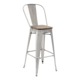 Industrial Barstool - Clearcoat & Solid Colors - Brown Seat Plate