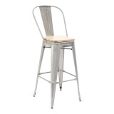 Industrial Barstool - Clearcoat & Solid Colors - White Seat plate