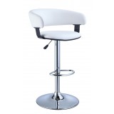 White Faux Leather Barrel & Chrome Adjustable Height Bar Stool
