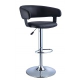 Black Quilted Faux Leather & Chrome Adjustable Height Bar Stool
