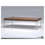 Kubo Rectangular Coffee Table Natural Walnut with Stainless Steel